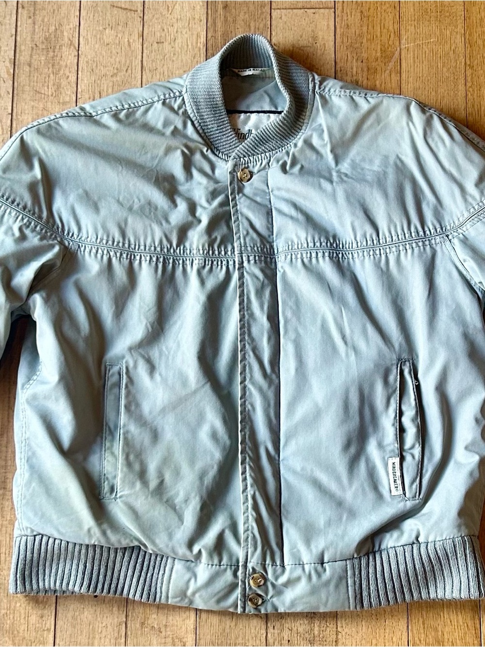 VTG Windbreaker- Men's Grey Bomber Jacket - Lightweight Casual Bomber